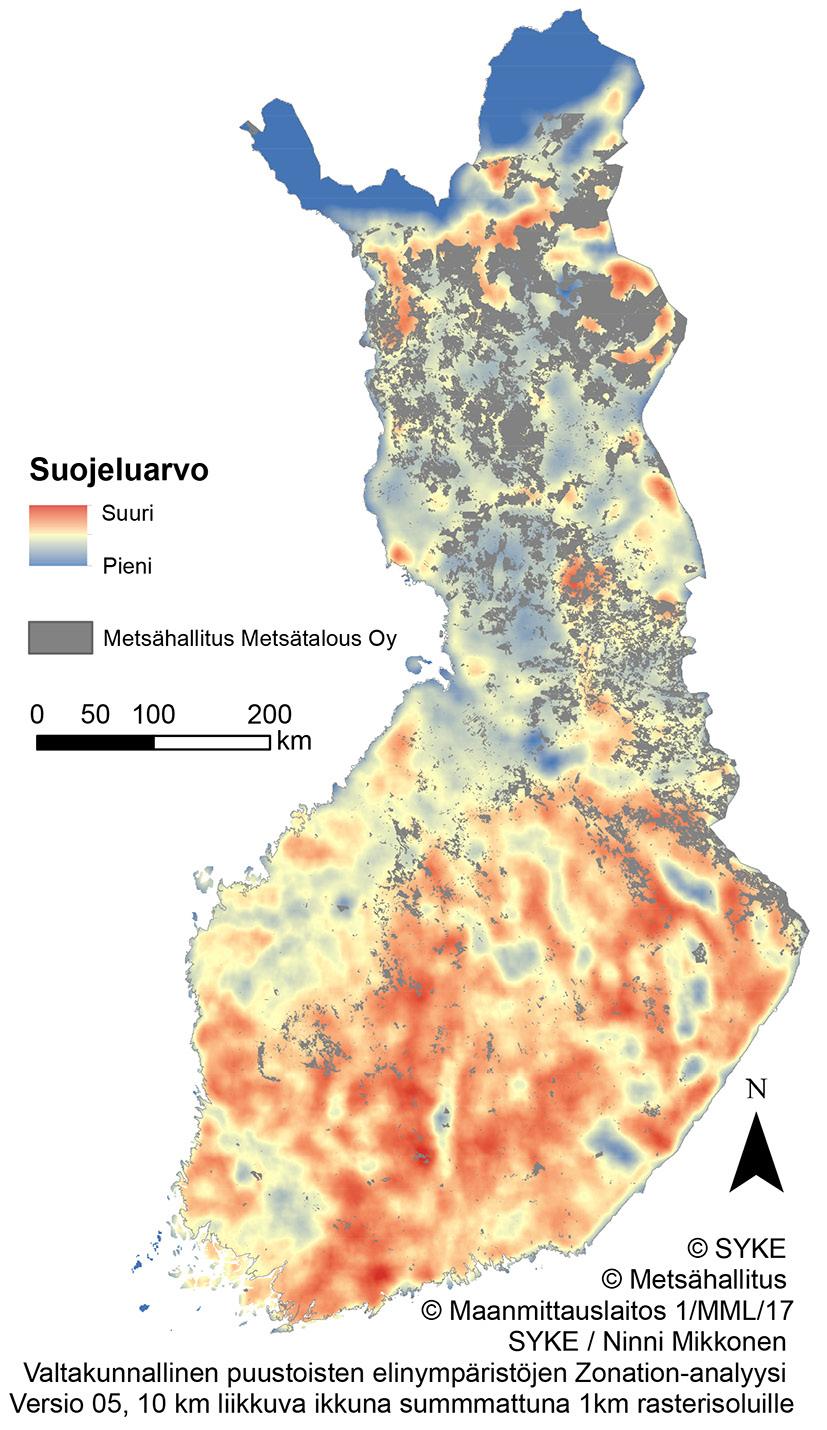 Metsähallitus Metsätalous Oy:n kohteet eivät ole mukana tarkastelussa.