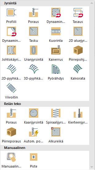 Mastercam 2017 uudet piirteet Johdanto Työstöratavalikoimien rataikonit ja esimerkinomaiset työstöratageometriat helpottavat työstöradan valintaa.