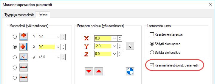 Mastercam 2017 uudet piirteet Ohjelman uudet yleispiirteet Lähestymis/poistumisparametrien vaihtaminen keskenään Luotaessa peilauksen