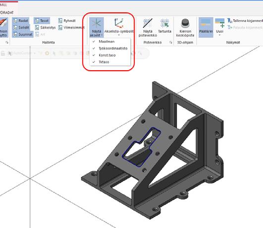 Mastercam 2017 uudet piirteet Ohjelman uudet yleispiirteet Grafiikkaikkunan uudet piirteet Akseleiden näyttötapojen uudet piirteet Kuvaruutuinfo uusittu ja nimetty uudelleen Kuvaruutuinfon [F9] nimi