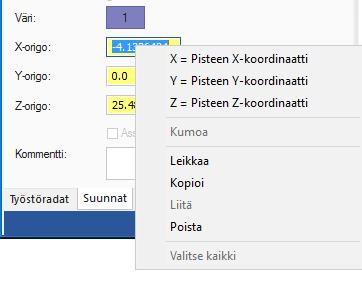 Mastercam 2017 uudet piirteet Ohjelman uudet yleispiirteet Origopisteiden kentät näkyvät myös hiiren oikean painikkeen valikossa, jossa ne on helppo määrittää.