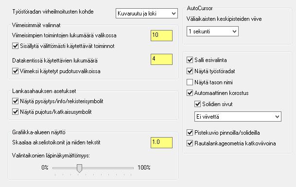 Mastercam 2017 uudet piirteet Ohjelman uudet yleispiirteet Akselistoikonien, tekstien ja skaalauksen taulukon kokoa voidaan muuttaa Skaalaa akselistoikonit ja niiden tekstit -valinnalla.