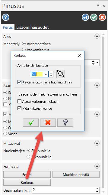 Mastercam 2017 uudet piirteet Design uudet piirteet Tekstin korkeuden muokkaaminen huomatuksille ja mitoille Käytä mitoituksiin ja huomautuksiin on lisätty