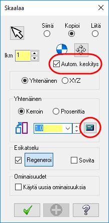 Mastercam 2017 uudet piirteet Design uudet piirteet Skaalaus Skaalauksessa voidaan nyt käyttää automaattista keskitystä ja skaalauslaskinta.