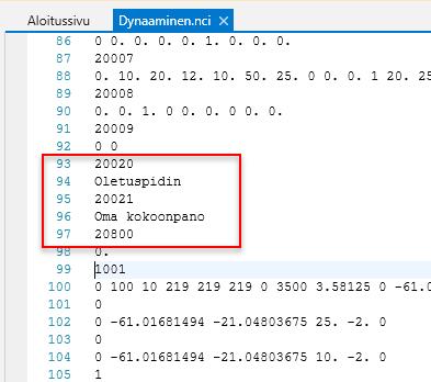 Mastercam 2017 uudet piirteet Työkalujen uudet piirteet NCI parametri työkalukokoonpanon nimelle NCI-rivillä 20020 on nyt pitimen nimi ja rivillä 20021
