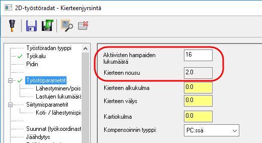Kierteen nousu Kierteen nousu voidaan nyt ohittaa kierteenjyrsinnässä, kun kierrejyrsinnässä reiän määrittelyyn käytetään