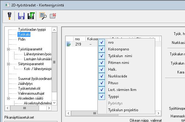Mastercam 2017 uudet piirteet Työkalujen uudet piirteet Kierteen nousu on poissa käytöstä, jos valittu työkalu on kierrejyrsin ja jos Aktiivisten hampaiden lukumäärä on suurempi kuin yksi.