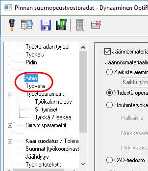 Trimmaus aihioon/jäännösmateriaali -sivujen muutokset