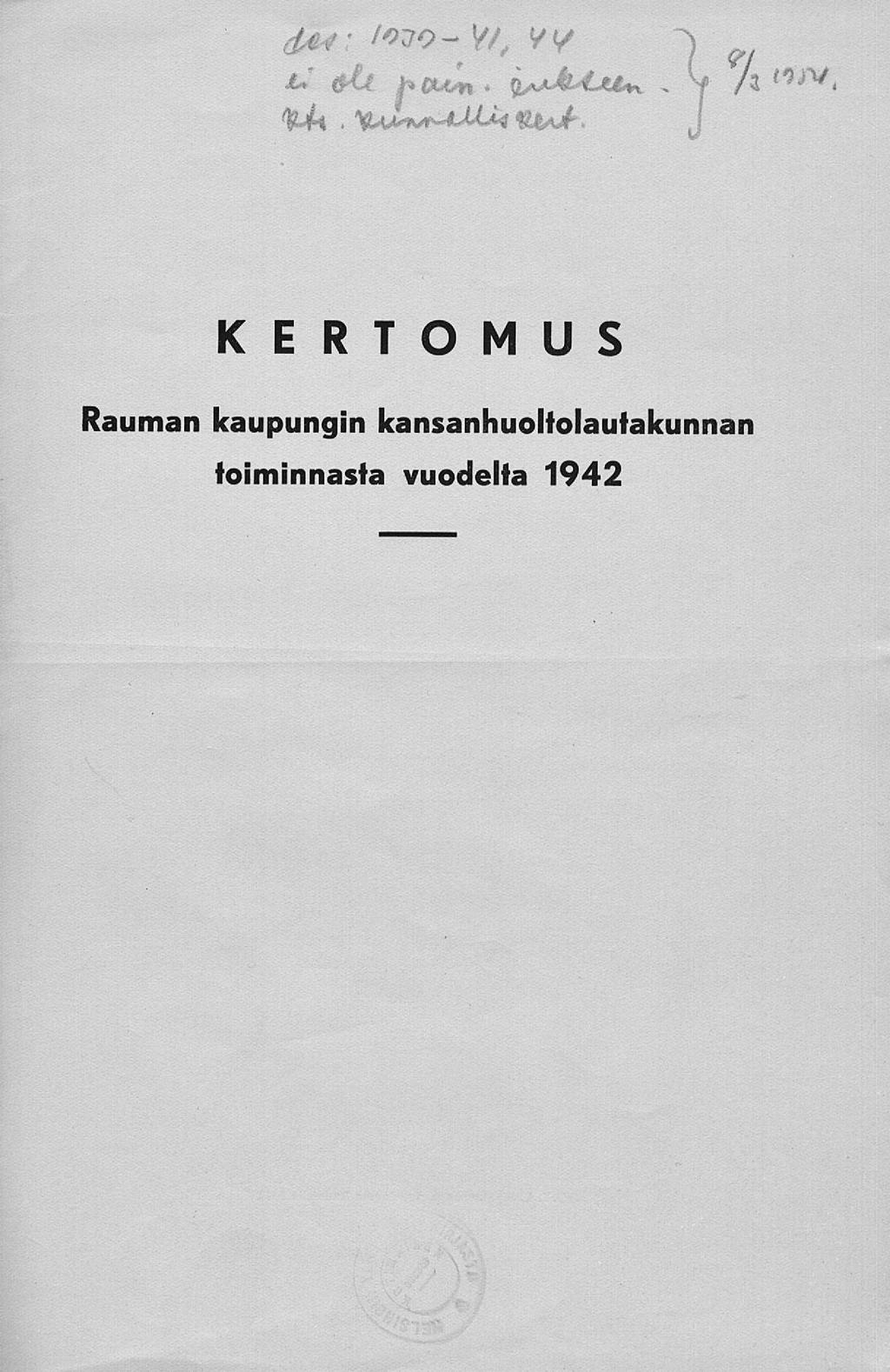 KERTOMUS Rauman kaupungin