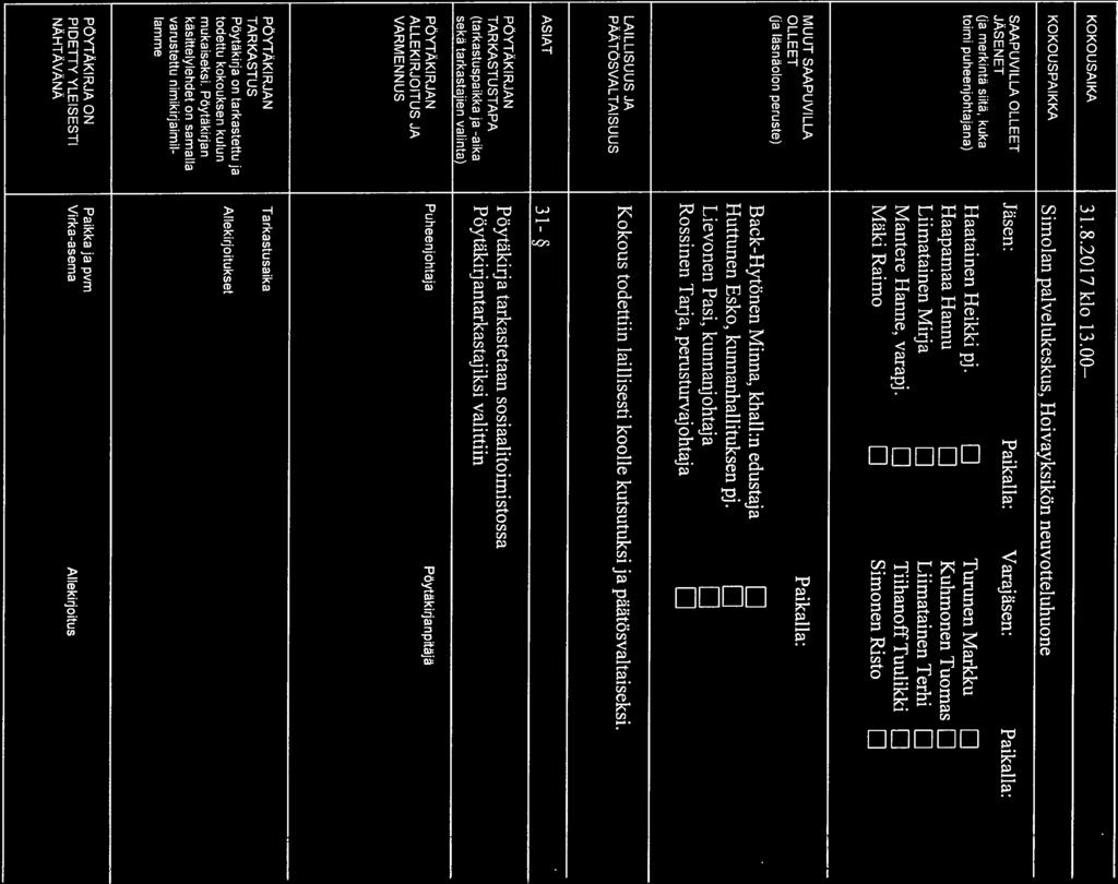 Viranomainen Nro Sivu KOKOUSPÖYTÄKIRJA Perusturvalautakunta 4/2017 45 KOKOUSAIKA 31.8.2017 klo 13.