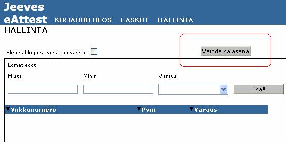 Jeeves eattest ostolaskujen kierrätys Salasana on