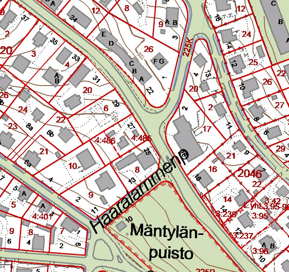 Virastokartta 2016 Ylöjärventie 27:ssä oleva tontti on