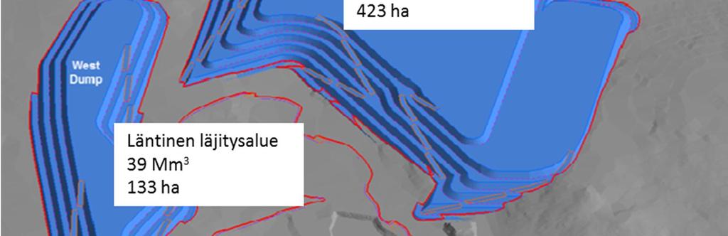 Tarkastelu on tehty koko luiskapituuden lisäksi yhden penkereen osuudelle kaikilla täyttöalueilla.