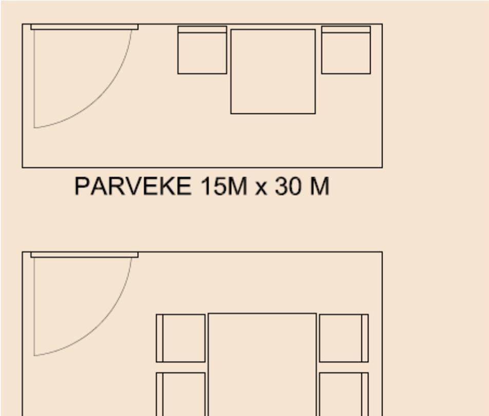 17 Kuva 9. Esimerkkejä erikokoisten parvekkeitten kalustettavuudesta. Mitoissa 1M vastaa 10 senttimetriä.