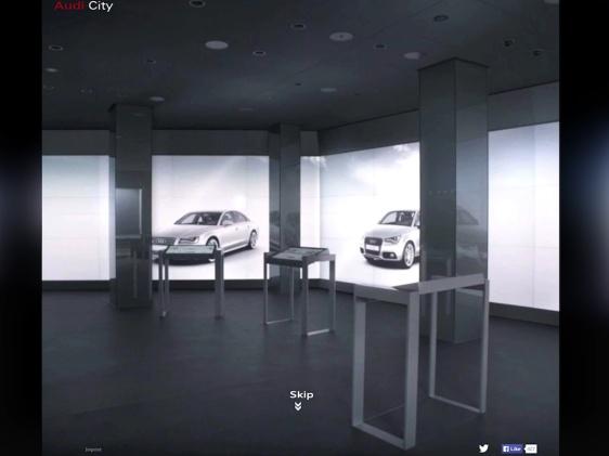 16 Kuva 6. Audi City -konseptin virtuaalinen esittelytila, joka toimi referenssinä [32].