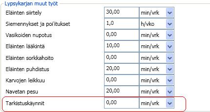 Jos tilalla on töitä, joita ei löydy valikon mistään kohdasta (veden lämmitys muurissa jne), työ