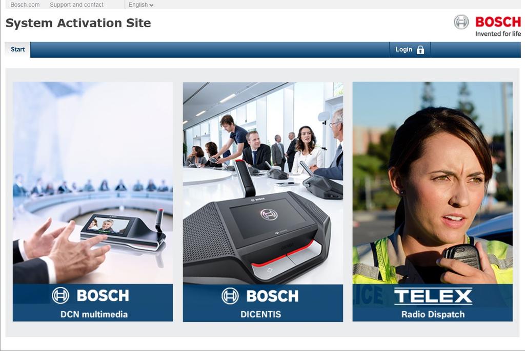 82 fi Järjestelmän aktivointisivusto DICENTIS 11 Järjestelmän aktivointisivusto Järjestelmän aktivointisivuston (https://license.boschsecurity.com) avulla aktivoidaan DICENTIS-lisenssit.