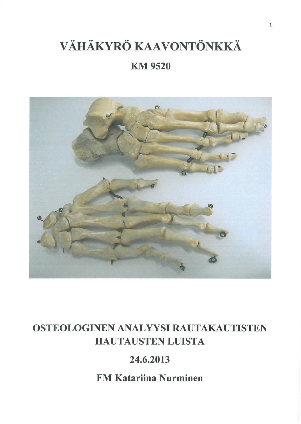 1 VÄHÄKYRÖKAAVONTÖNKKÄ KM9520 OSTEOLOGINEN ANALYYSI