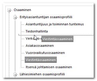 Profiilipuu ja profiilien lisääminen Profiilipuulla tuotetaan osaamisprofiilit, koulutustausta ja keskustelujen sisällöt.