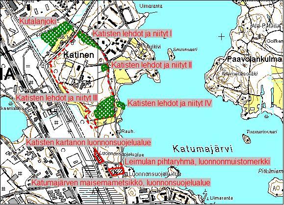 ta ja metsäimarretta. Osa kumpareesta on harvennushakattu, mutta Katistentien itäreunalla on säilynyt muutama vanha mänty. 3.