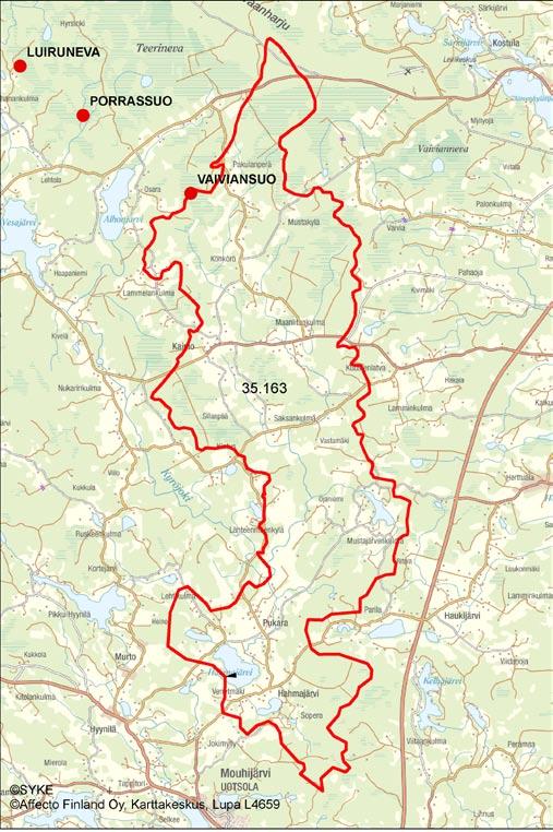 4.1.2 Saikkalanjoen va 35.16 4.1.2.1 Hahmajärven a 35.163 Vaiviansuo (Hahmajärvi) Purkuvesistö ja sen tila Vaiviansuo purkautuu (60 ha) purkautuu Hahmajärveen.
