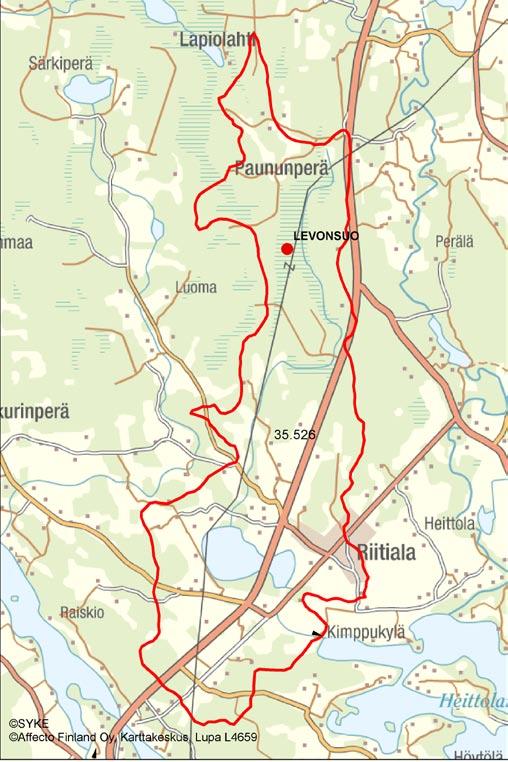 4.3.1.4 Vähäjärven va 35.526 Levonsuo (Vähäjärvi) Purkuvesistö ja sen tila Levonsuo (35 ha) purkautuu oman osavaluma-alueensa 35.526 Vähäjärveen josta edelleen Kyrösjärveen.