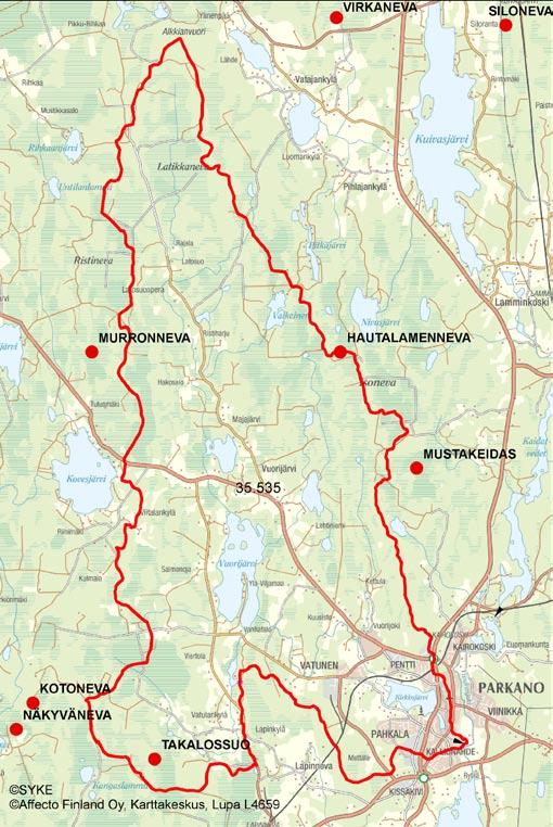 4.3.2.3 Vuorijoen va 35.535 Takalosuo (Hanhijärvi) Hautalammenneva (Kirkkojärvi) Purkuvesistö ja sen tila Osa-valuma-alueella 35.