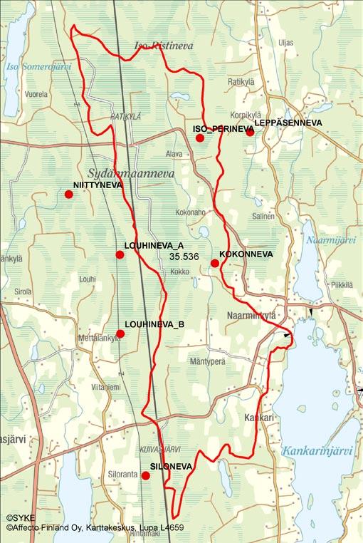 4.3.2.4 Vääräjoen va 35.536 Kokonneva (Kankarinjärvi) Iso Perineva (Kankarinjärvi) Purkuvesistö ja sen tila Osavaluma-alueella 35.