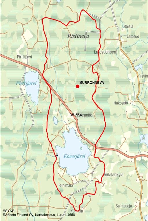 4.3.4.3 Kovesjärven va 35.554 Murronneva (Kovesjärvi) Purkuvesistö ja sen tila Murronneva (30 ha) purkautuu Kovesjärveen (225 ha).