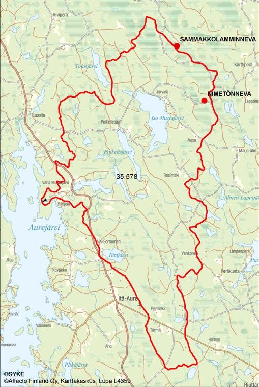 4.3.6.4 Vähä Mustajärven va 35.578 Nimetönneva (Iso Mustajärvi) Purkuvesistö ja sen tila Nimetönnevan (27 ha) vedet purkautuvat Iso Mustajärveen.