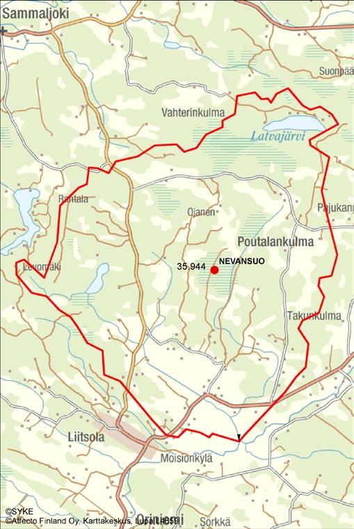 4.4.1.2 Nientenojan va 35.944 Nevansuo (pienet joet) Purkuvesistö ja sen tila Nevansuon (40 ha) vedet kulkeutuvat suoraan valuma-alueelta 35.944 valuma-alueelle 35.943.