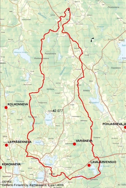 5.1.1.3 Kihniänjoen yläosan va 42.077 Varisneva (Sammattijärvi) Latvajärvensuo (Sammattijärvi) Purkuvesistö ja sen tila Osavaluma-alueella 42.
