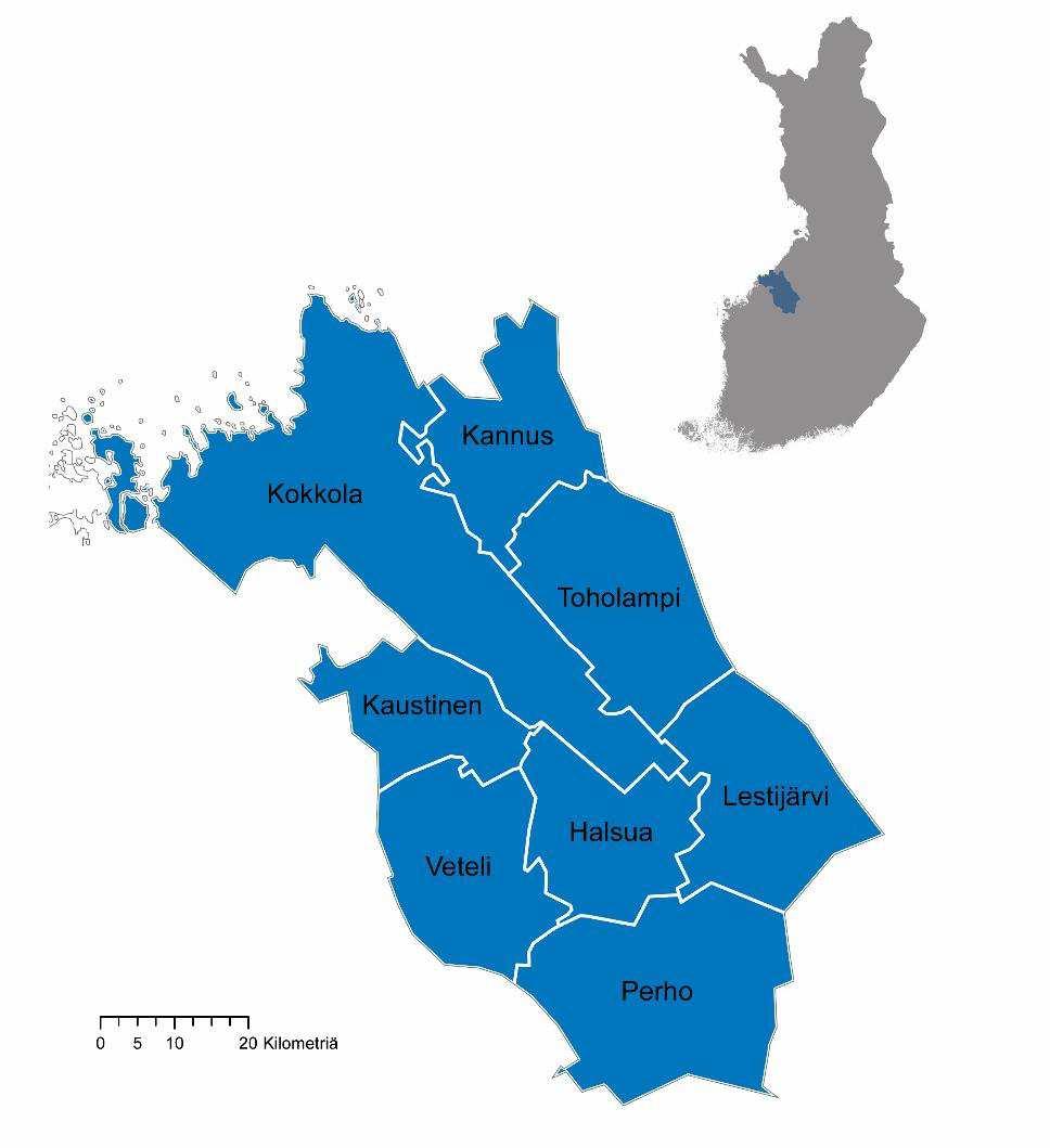 5 Kuva 2. Keski-Pohjanmaan maakunta. 2. KESKI-POHJANMAA MAAKUNTANA 2.1. Maakunnallisen ohjelmatyön toteutuminen ja vaikuttavuus Maakuntaohjelman 2014-2017 toteutuminen.