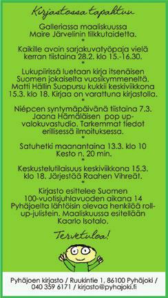 3, perhelippu 20. Alle 3-v. ja yv-kerääjät ilmaiseksi.