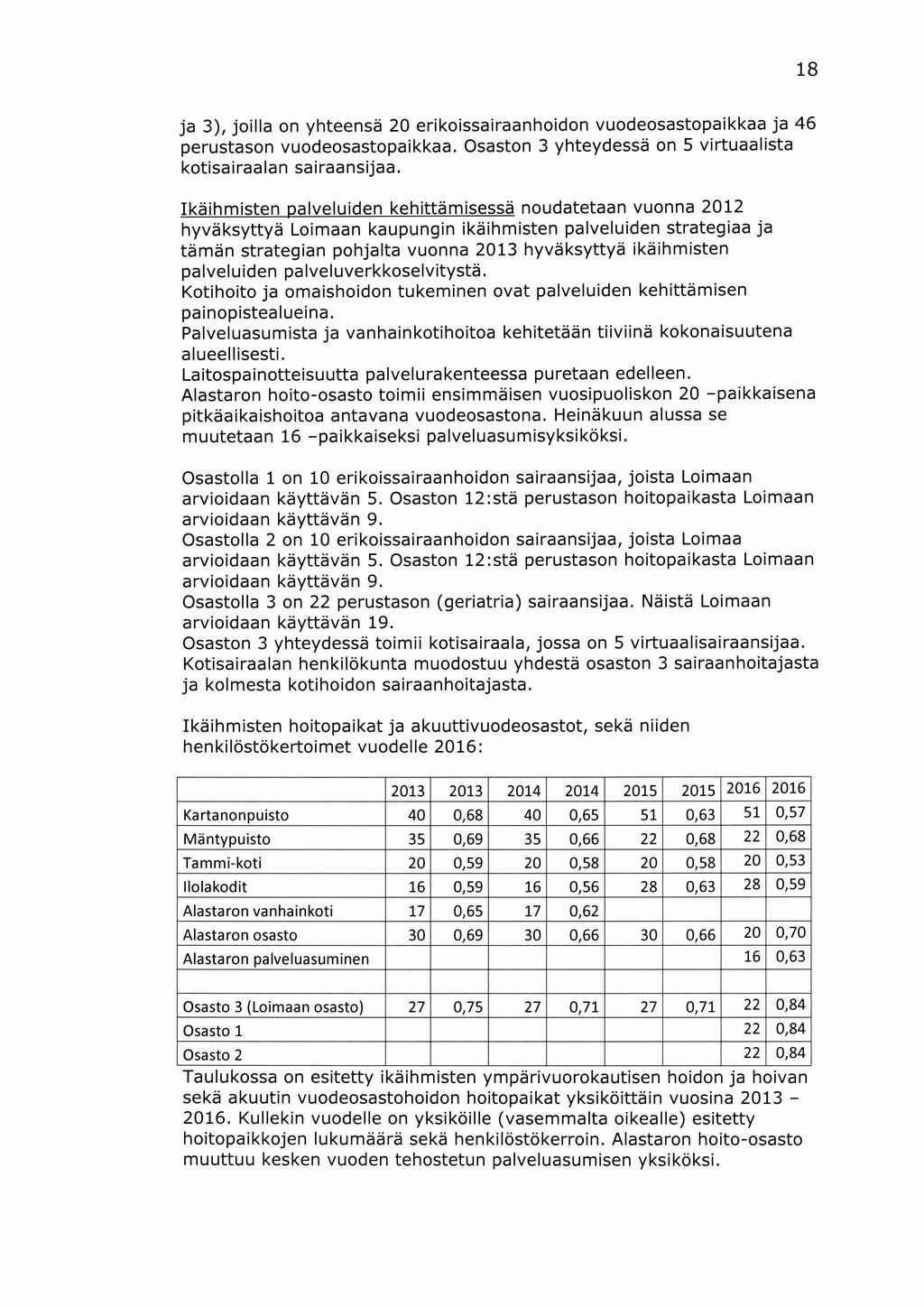 18 ja 3), joilla on yhteensä 20 erikoissairaanhoidon vuodeosastopaikkaa ja 46 perustason vuodeosastopaikkaa. Osaston 3 yhteydessä on 5 virtuaalista kotisairaalan sairaansijaa.