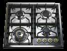 60 cm professional nostalgie tasot dual burner väännin HP65CN 4 poltinta, vääntimet sivussa, Teräs 1135 +145 kromi tai messinki HP65RCN 4 poltinta, vääntimet Teräs 1135 +145 kromi tai