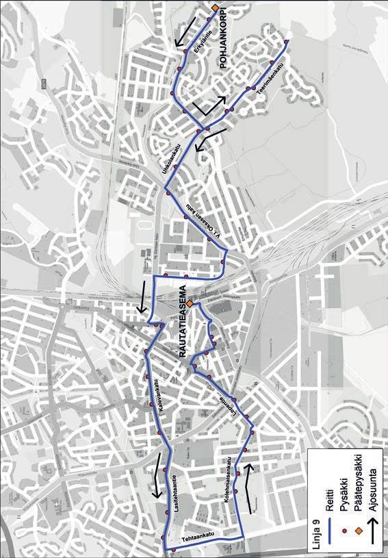 Linja 9 KOUL Pohjankorpi 7:25 Kumpula 7:30 Peltosaari 7:35 Keskusta 7:40 Lasitehtaan koulu 7:45