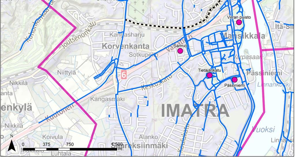 katuja tai maanteitä, joiden nopeusrajoitus on 50 km/h. Tällaisia katuja tai maanteitä ovat Tainionkoskentie, Koulukatu, Keskuskatu, Joutsenonkatu, Asemäentie ja Karhumäenkatu.