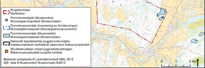 molemmista vaihtoehdoista käyttäen voimaloiden kokonaiskorkeutta (VE 1: 55 voimalaa, kokonaiskorkeus 200 m, VE 2: 54 voimalaa, kokonaiskorkeus 209,5