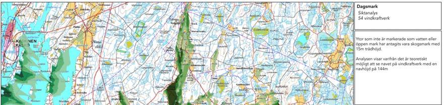 OX2 Wind Finland Oy 26.8.2014 85 (148) Kuva 36. Näkyvyysalueanalyysi vaihtoehdon VE 2 napakorkeuden (144 m) mukaan.