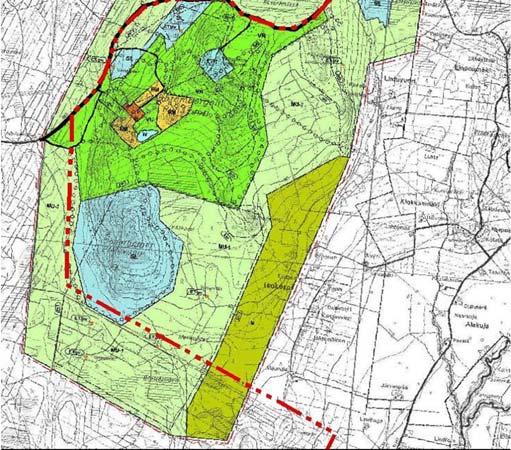 Kaavassa hankealueen käsittävät osat on merkitty pääosin maa- ja metsätalousalueeksi tunnuksella M tai MU-1.
