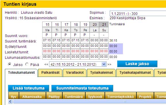 Suunnitelmasta toteutuma -toiminto - Suunnitelmasta toteutuma ja Lisää toteutuma