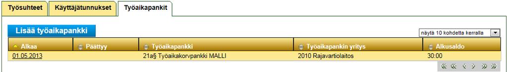 Saldotuntien perintä jatkuu Valitaan listalta pankki,