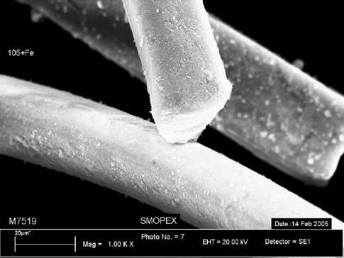 Orgaanisesta liuoksesta johtuen he valitsivat hydroskooppiset Smopex -metallisiepparit: Smopex -111 ja Smopex -234.