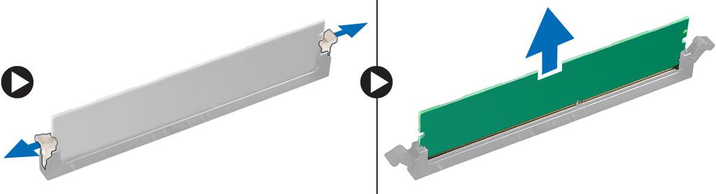 Muistimoduulin irrottaminen 1. Noudata Ennen kuin avaat tietokoneen kannen -kohdan menettelyä. 2. Irrota seuraavat: a. kansi b. kiintolevy c.