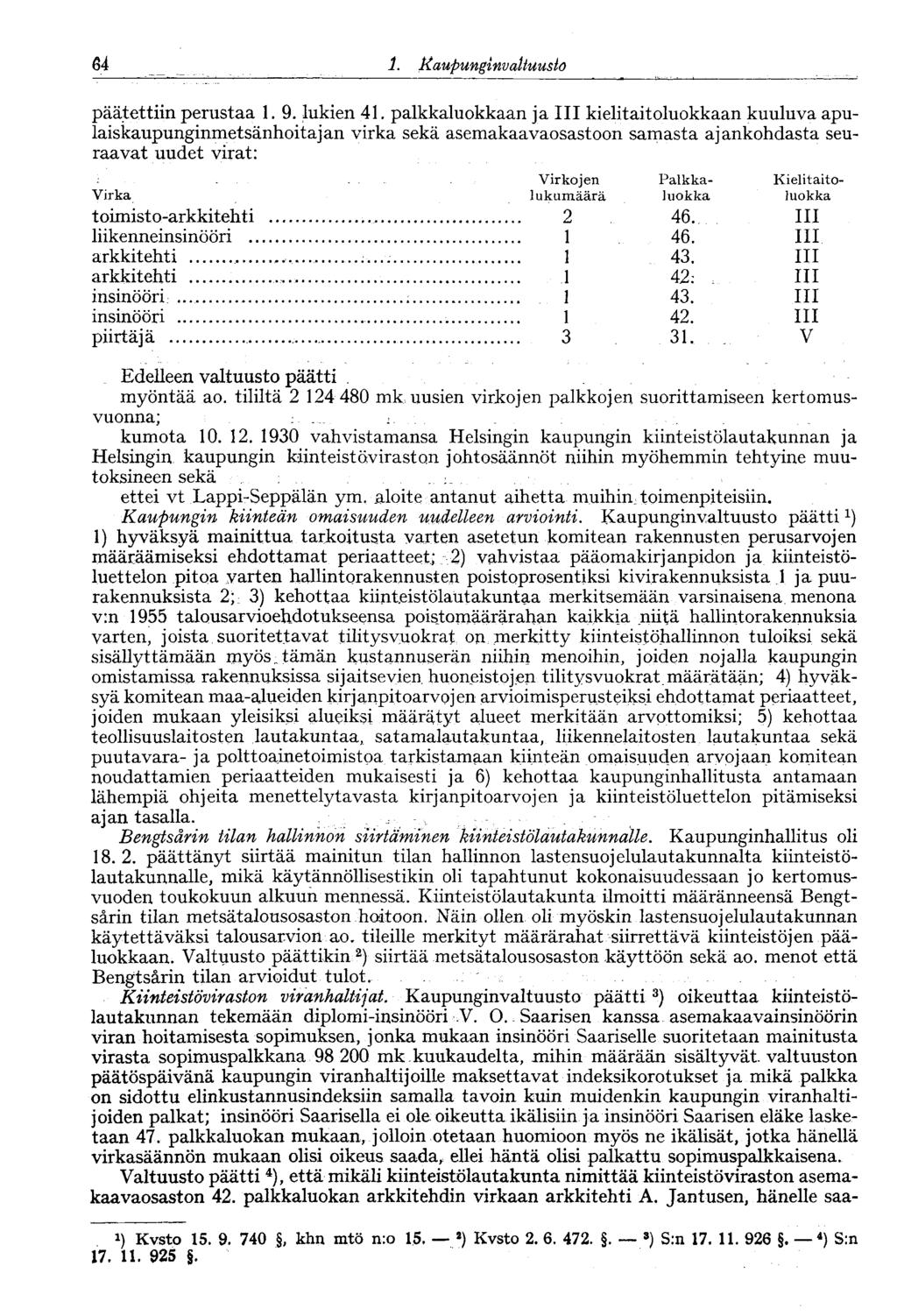 1. Kaupunginvaltuusto 70 päätettiin perustaa 1. 9. lukien 41.