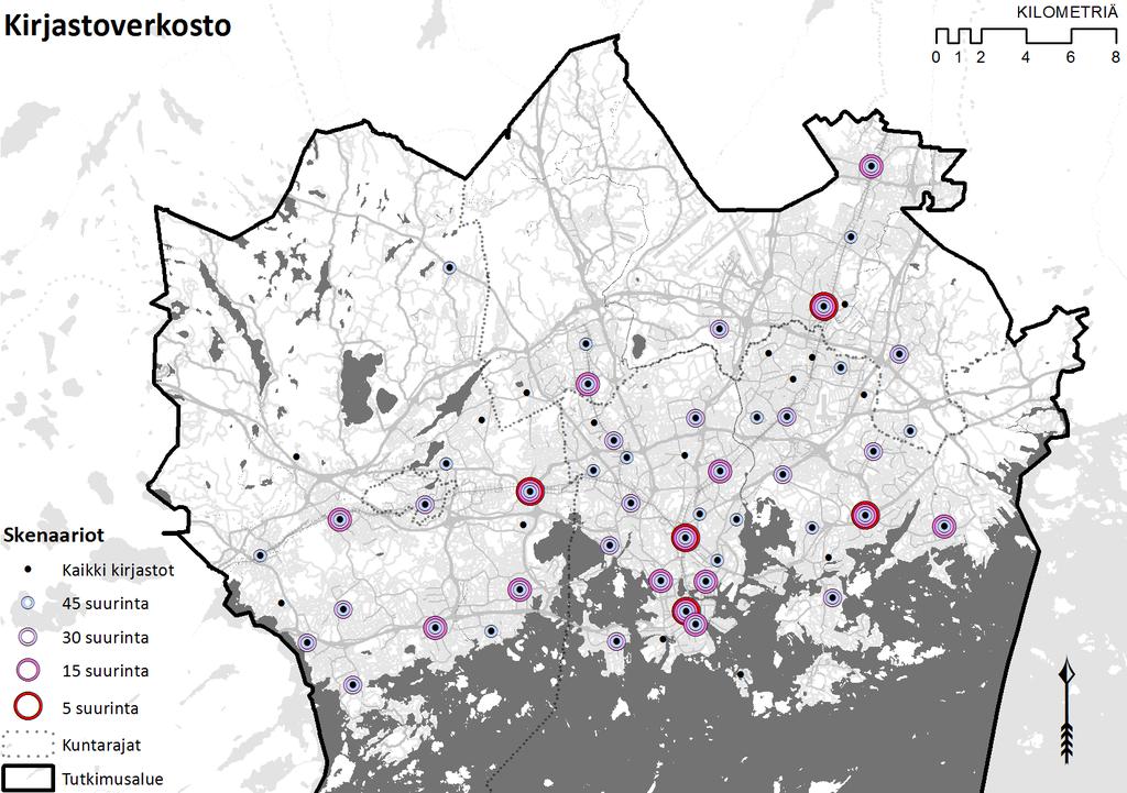 Tulevaisuuden väestöskenaario perustuu Helsingin kaupunkisuunnitteluviraston (2015) vuodelle 2050 laatimaan tilastoruutukohtaiseen väestöennusteeseen (kuva 17).