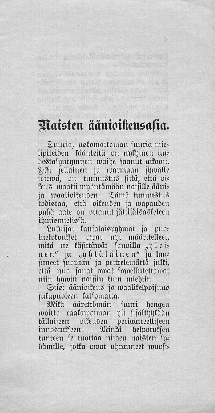 Maisten äänioikeusasia.