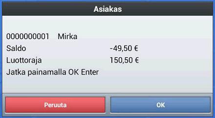 / / -> (liiku sivujen välillä painamalla ) Paina OK Asiakkaan tiedot ilmestyy ruudulle -> näillä aisakkailla on 050 osana puhelinnumeroa Pääset asiakas listaan jättämällä Asiakasnumeron