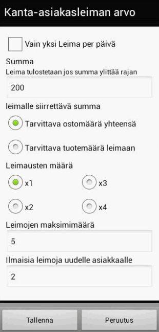 ostokerrasta. Vain yksi Leima per päivä sallii asiakkaan saada leiman vain kerran päivässä.